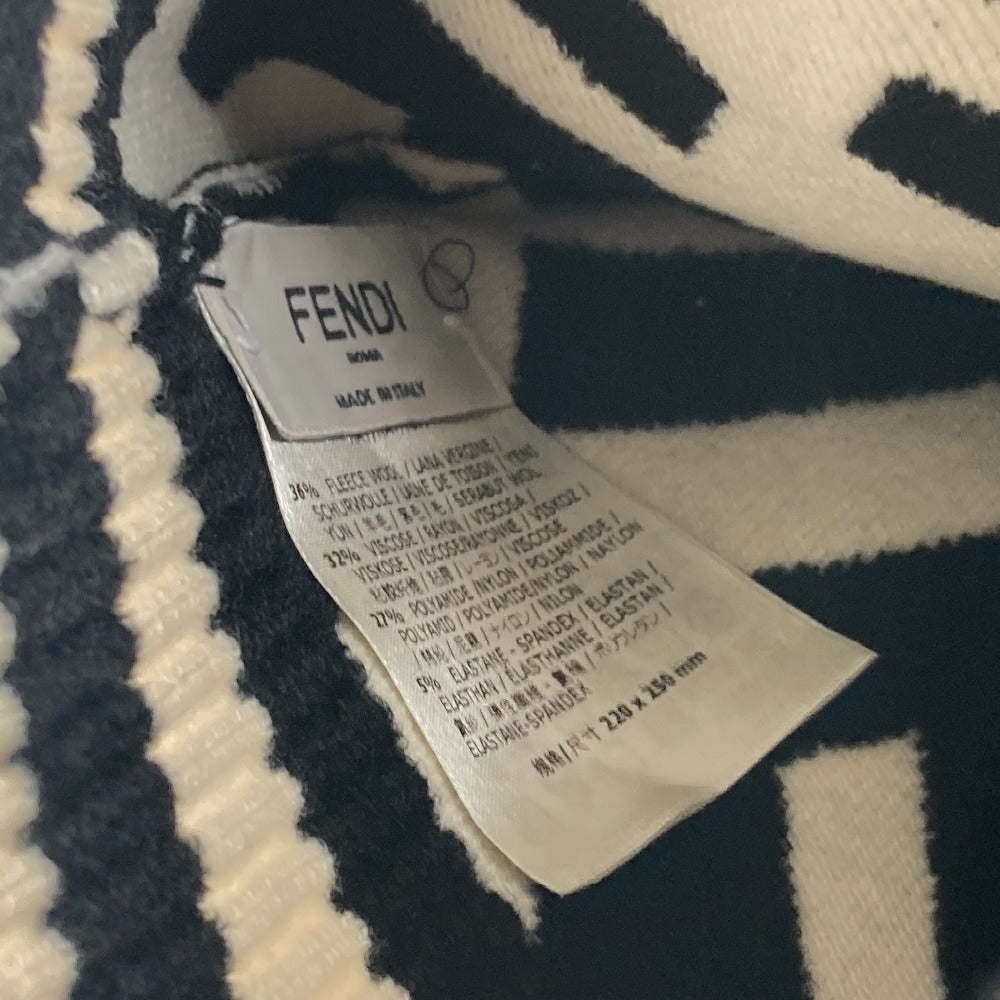 Fendi Knit Hat Fxq538 Wool, Rayon Black By Color Zucca Logo Women