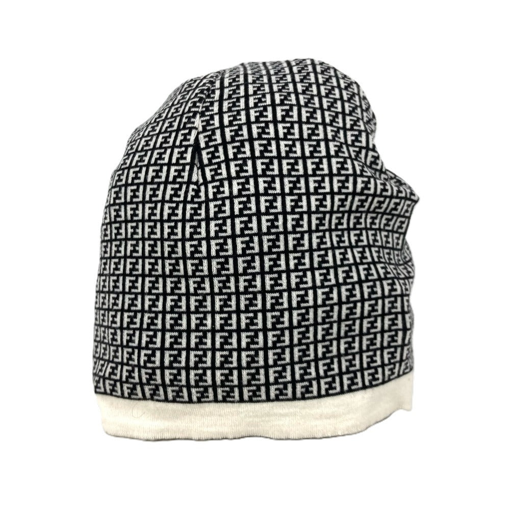 Fendi Knit Hat Fxq056 Wool Black Zucca Logo
