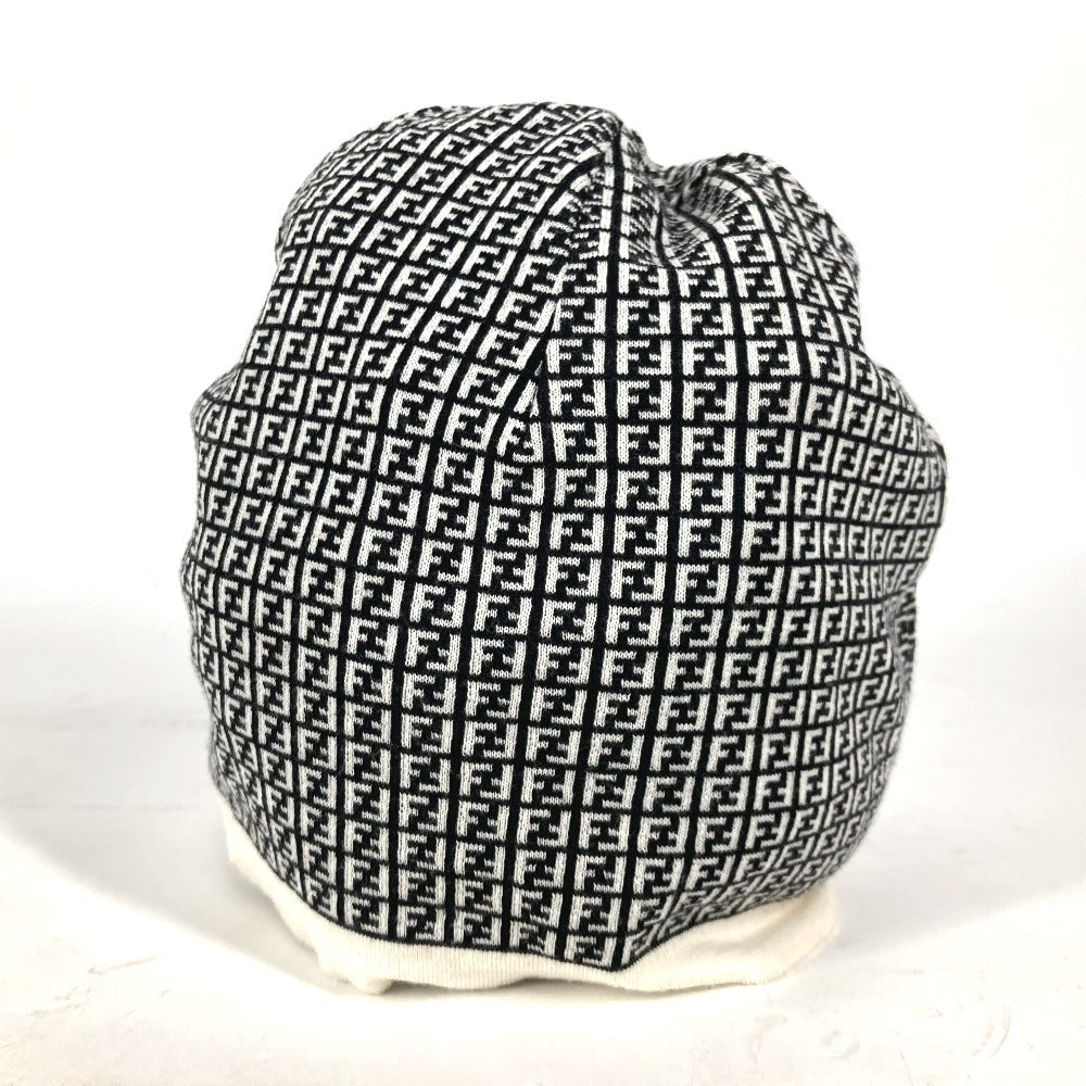 Fendi Knit Hat Fxq056 Wool Black Zucca Logo