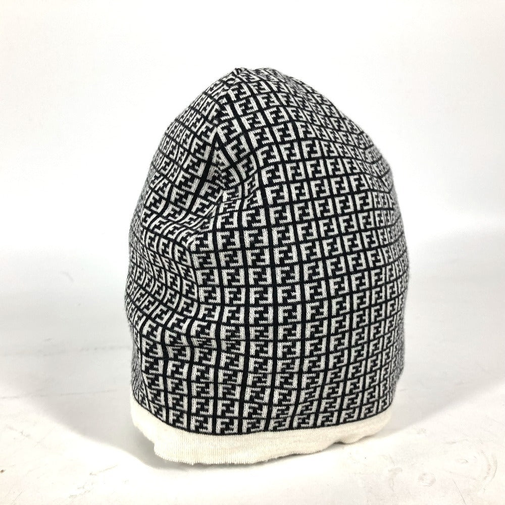 Fendi Knit Hat Fxq056 Wool Black Zucca Logo