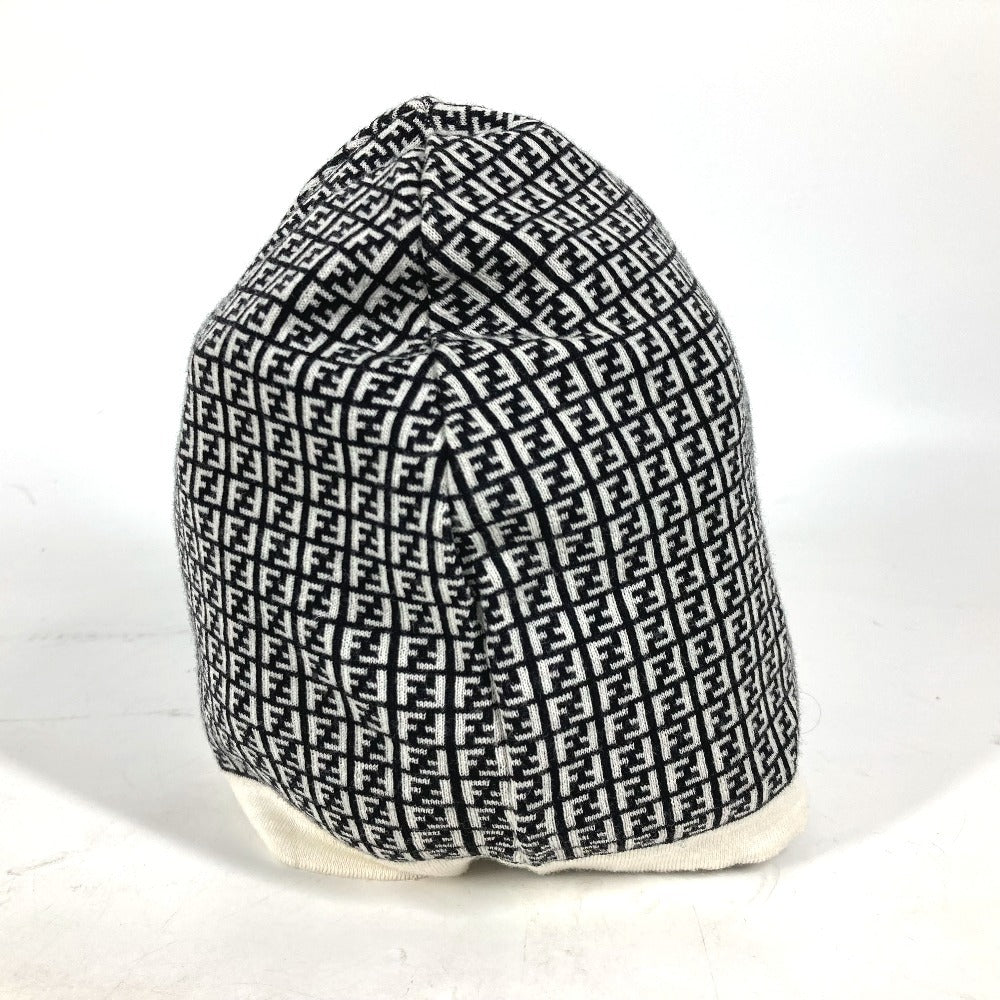 Fendi Knit Hat Fxq056 Wool Black Zucca Logo