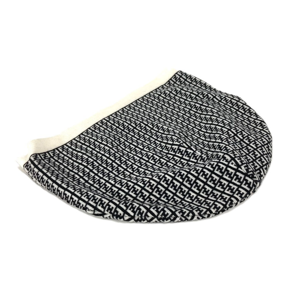 Fendi Knit Hat Fxq056 Wool Black Zucca Logo