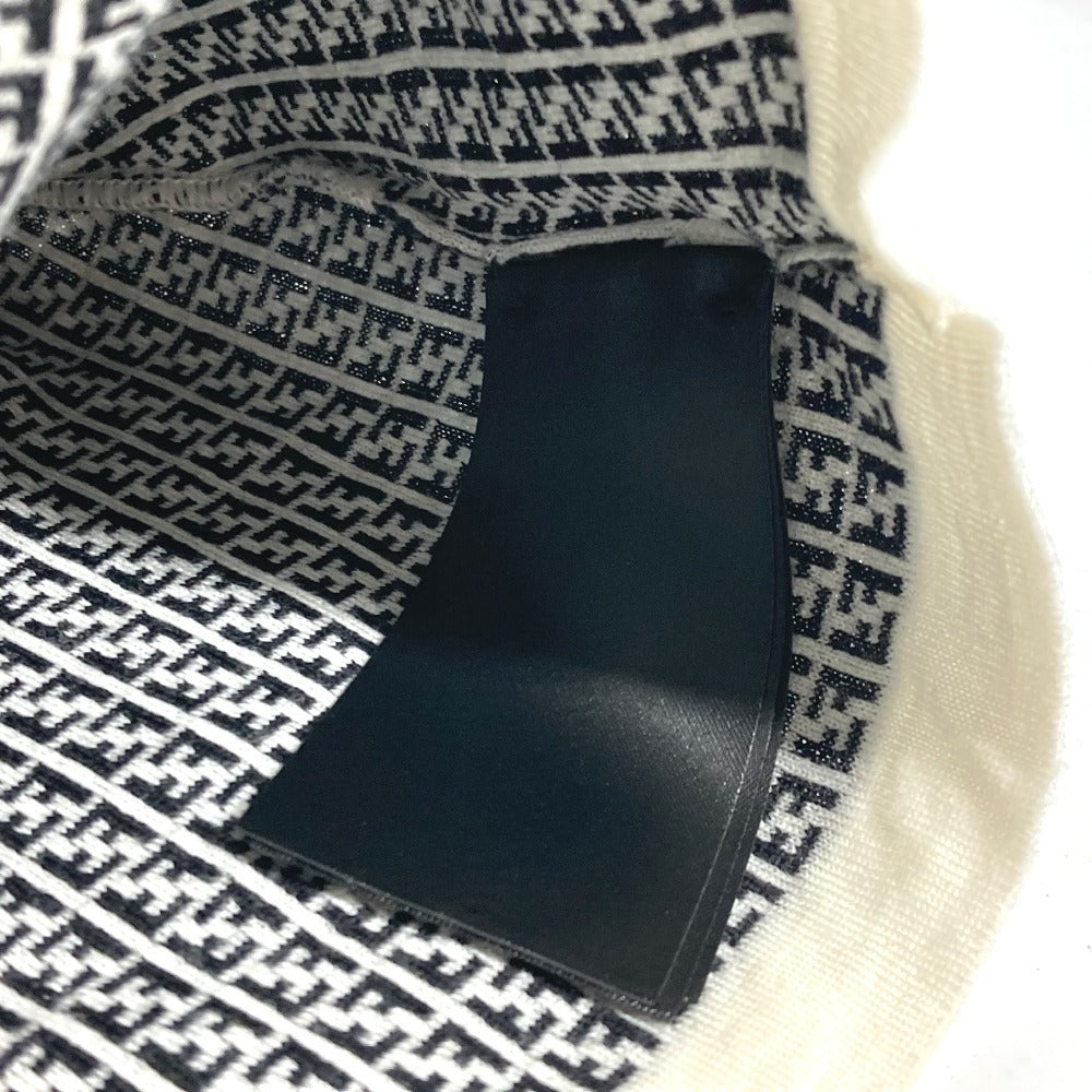 Fendi Knit Hat Fxq056 Wool Black Zucca Logo