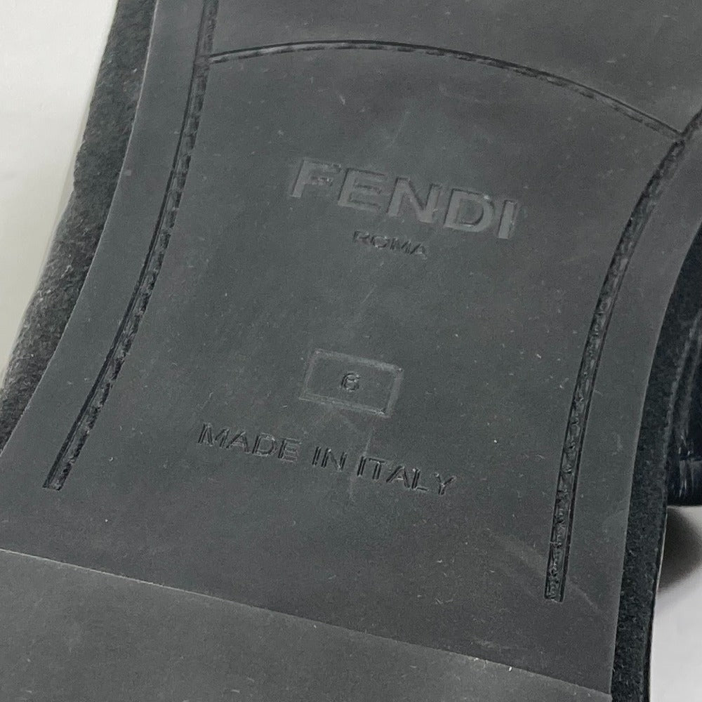 Fendi Sandals Leather Black Indoors Logo Slippers Mens 6