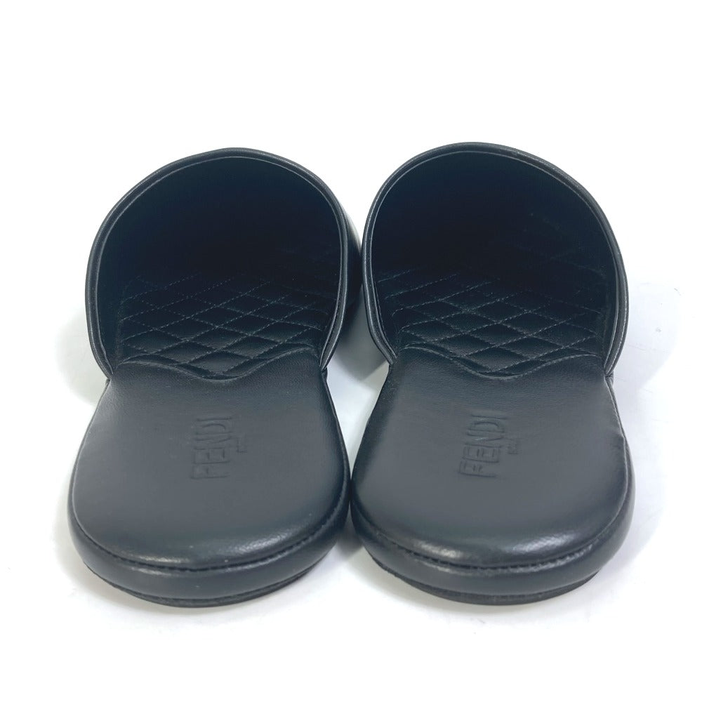 Fendi Sandals Leather Black Indoors Logo Slippers Mens 6