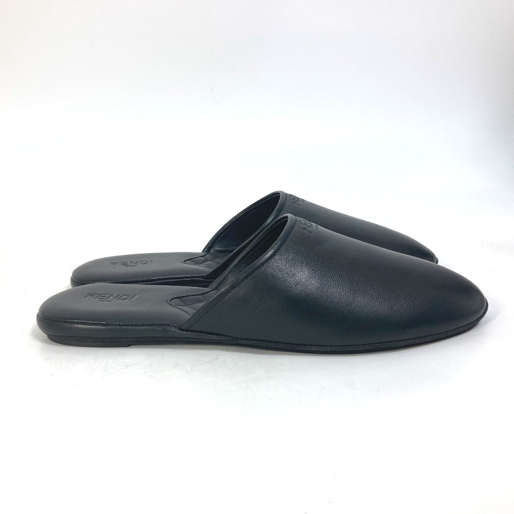 Fendi Sandals Leather Black Indoors Logo Slippers Mens 6