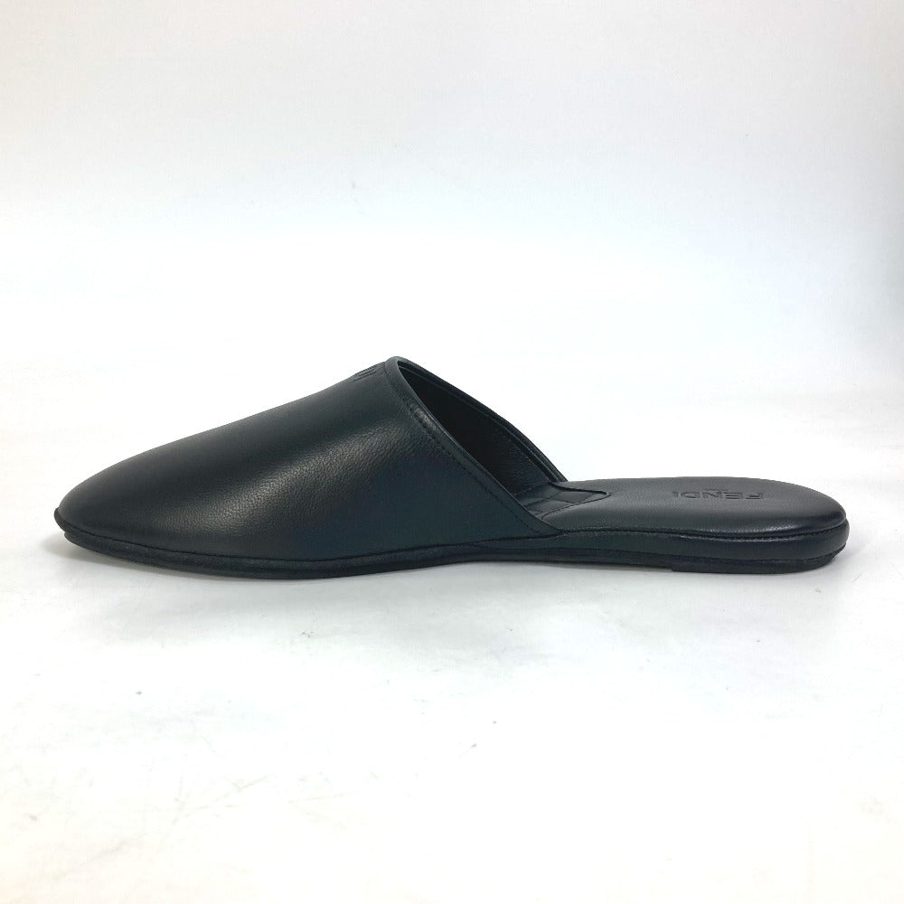 Fendi Sandals Leather Black Indoors Logo Slippers Mens 6