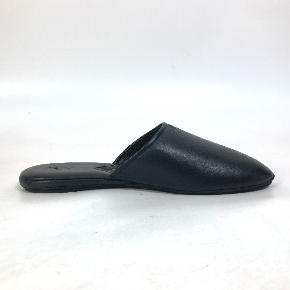 Fendi Sandals Leather Black Indoors Logo Slippers Mens 6
