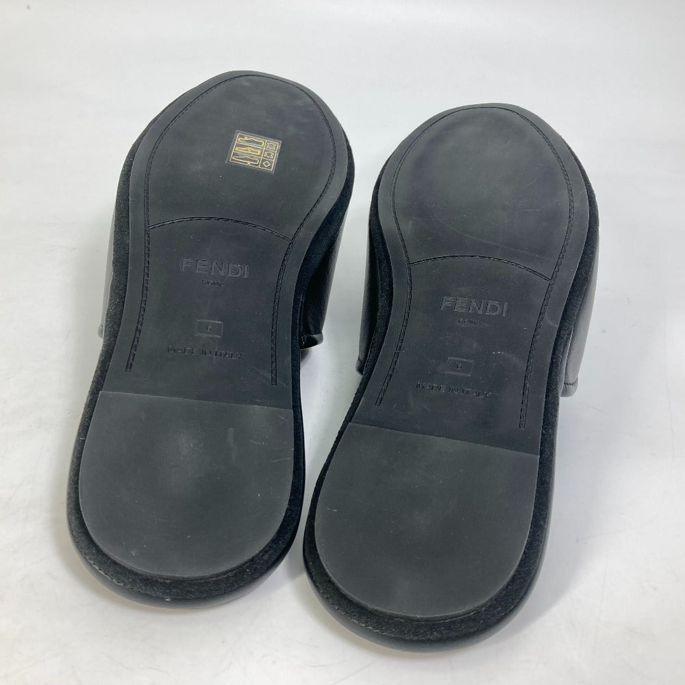 Fendi Sandals Leather Black Indoors Logo Slippers Mens 6