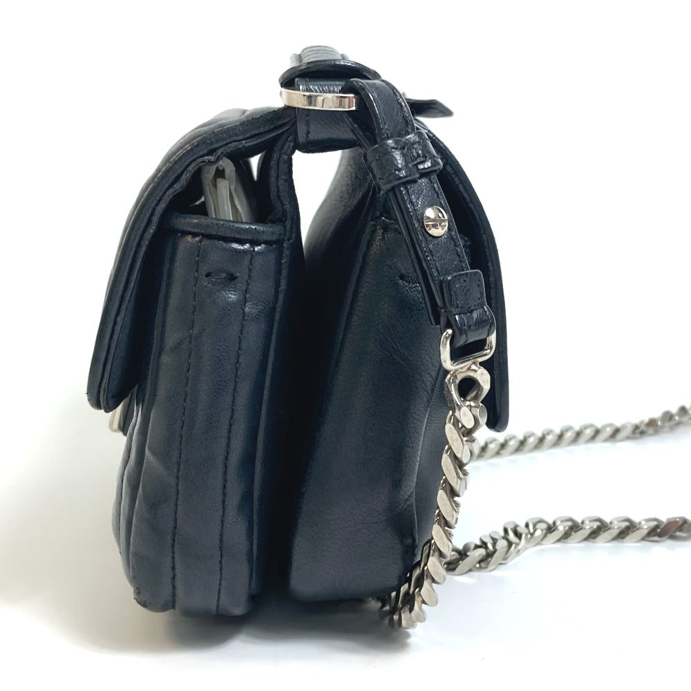 Fendi Shoulder Bag 8M0371 Leather Black Pochette Crossbody Double Micro Baguette Women