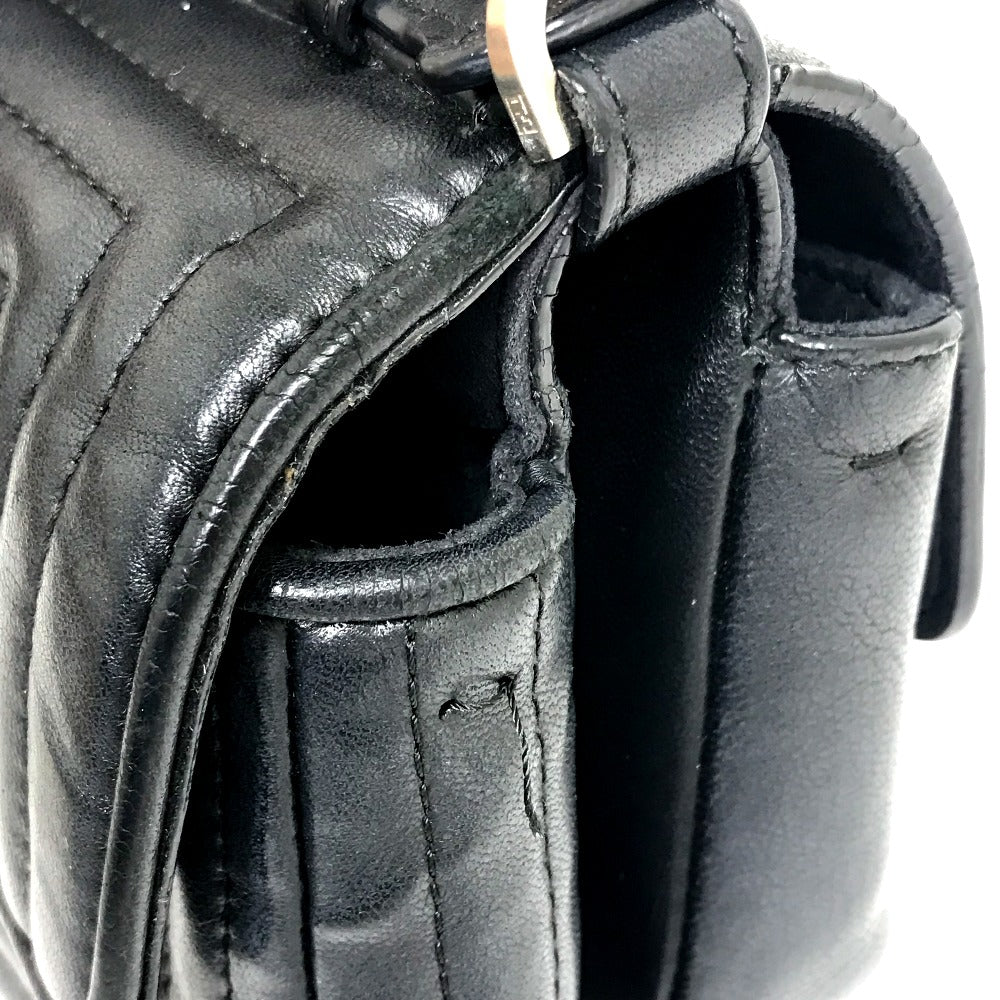 Fendi Shoulder Bag 8M0371 Leather Black Pochette Crossbody Double Micro Baguette Women
