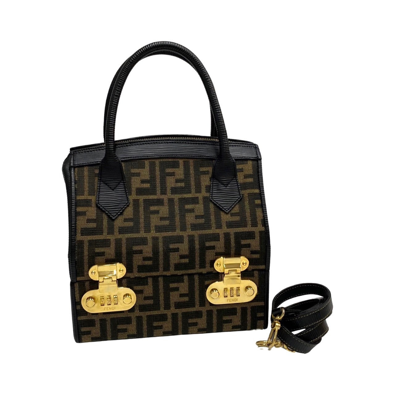 Fendi Shoulder Bag Leather, Canvas Black Zucca Women