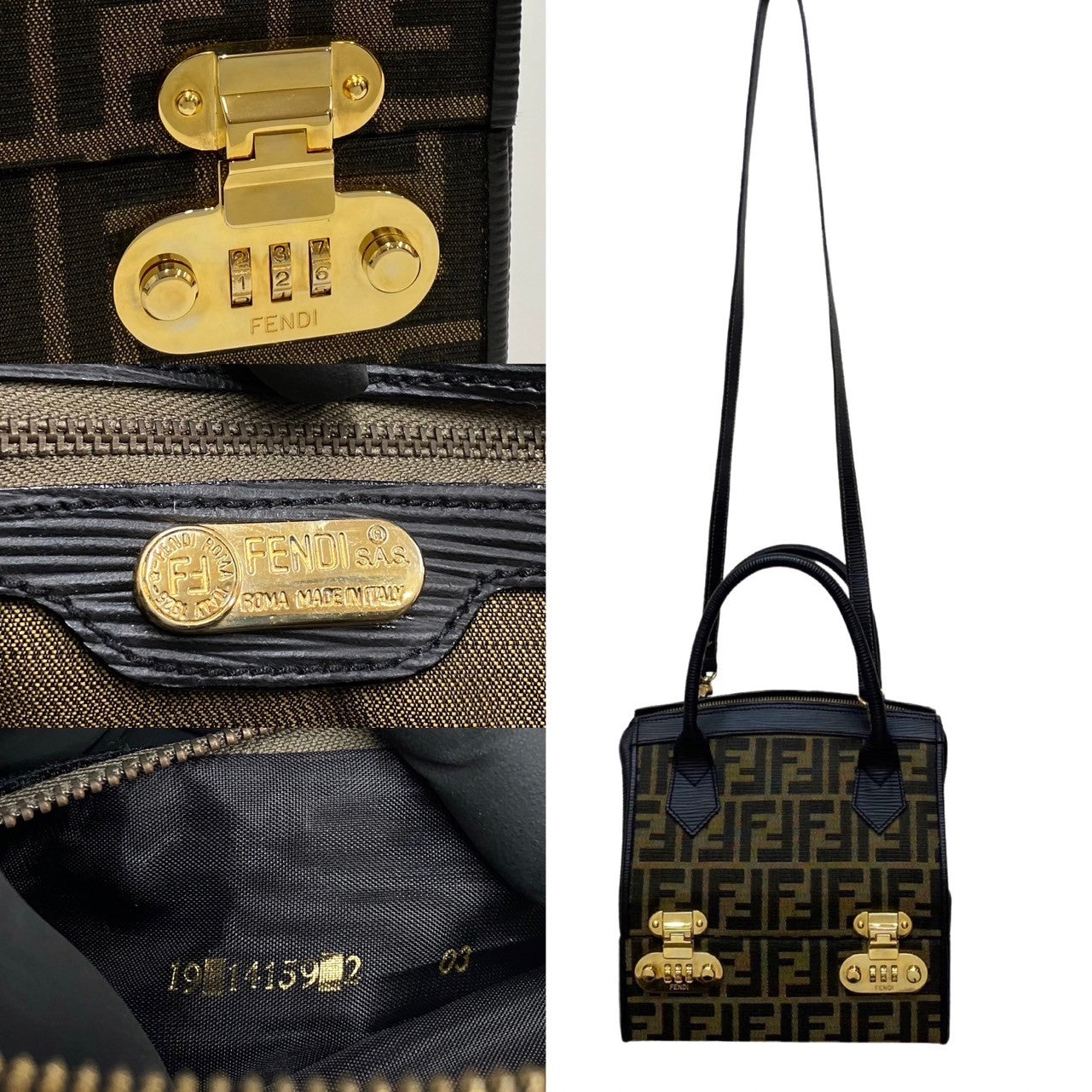 Fendi Shoulder Bag Leather, Canvas Black Zucca Women