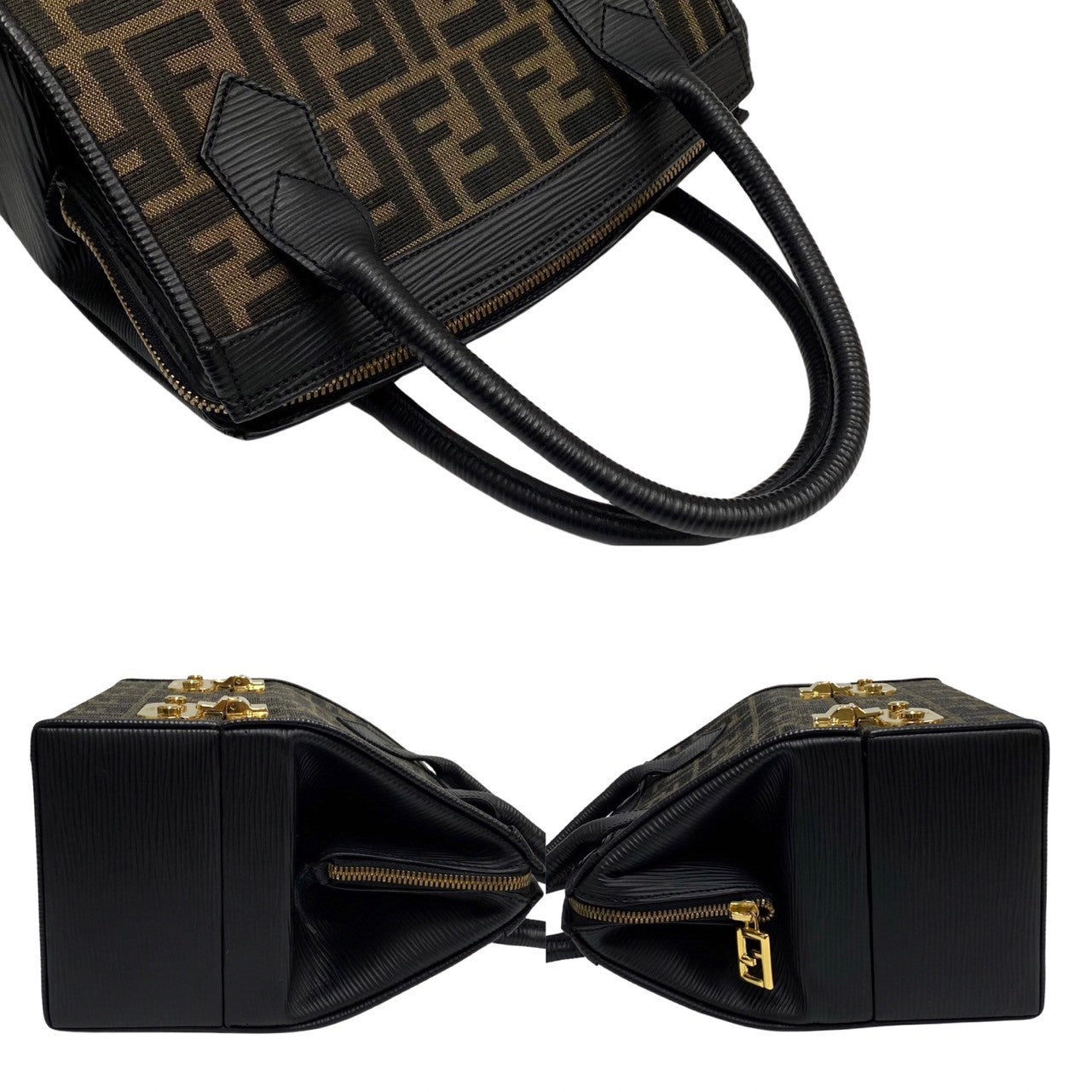 Fendi Shoulder Bag Leather, Canvas Black Zucca Women