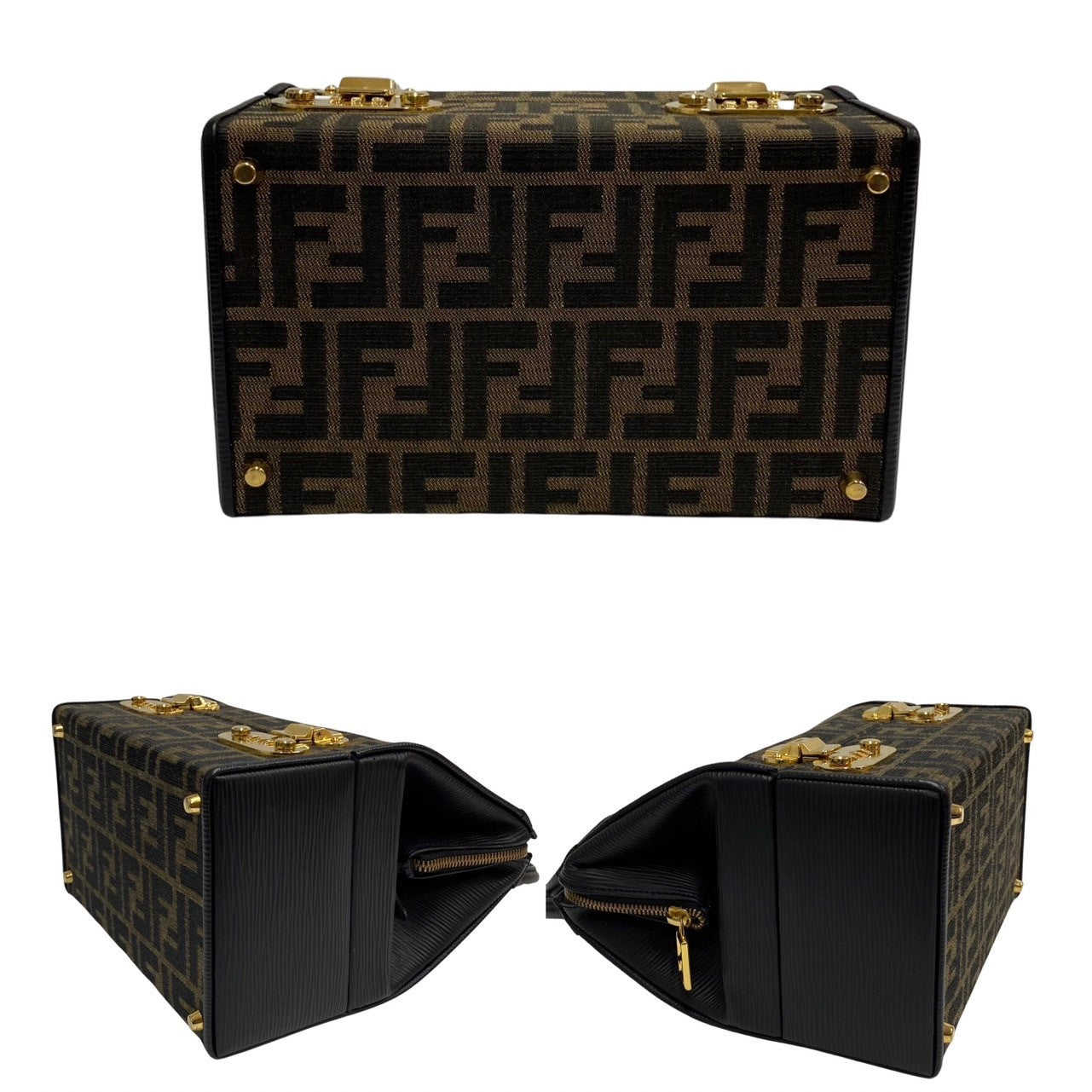 Fendi Shoulder Bag Leather, Canvas Black Zucca Women