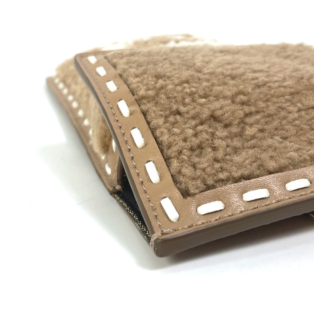 Fendi Pouch 7As047 Fur, Leather Beige Smartphone Case Phone Pouch Women