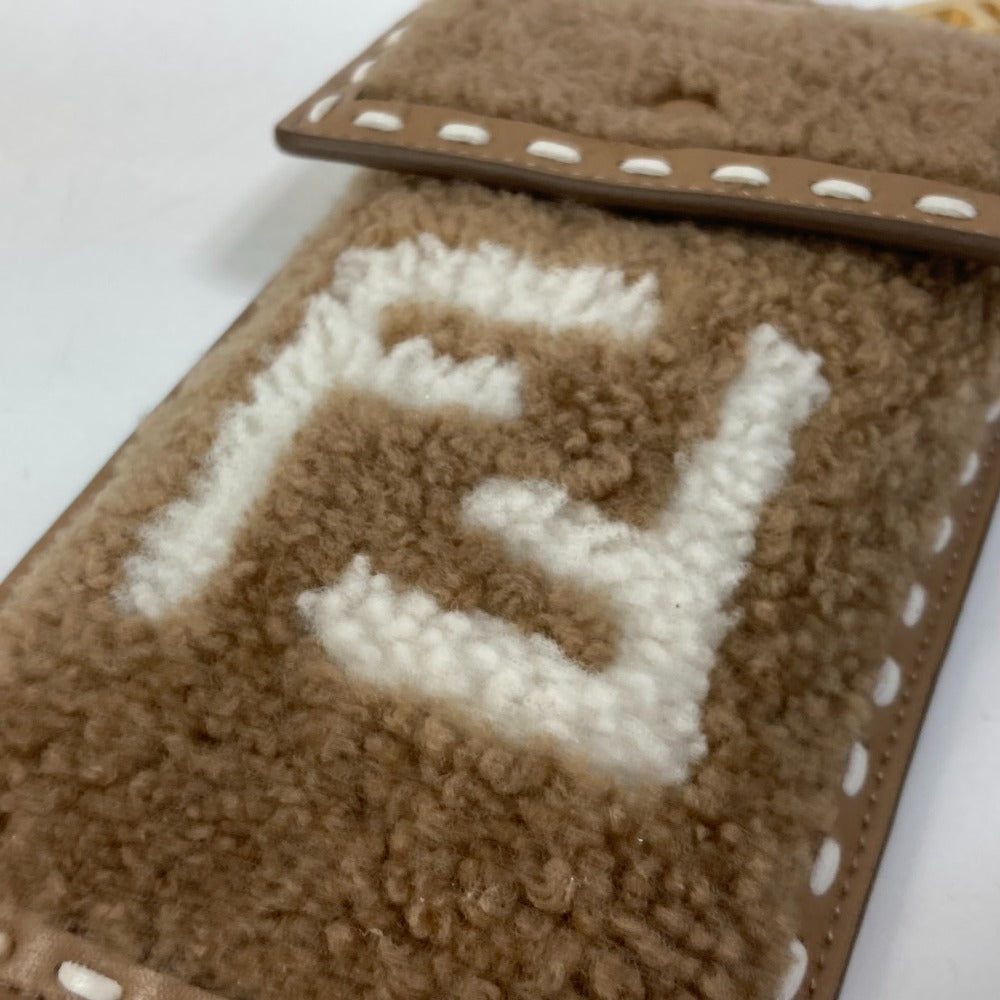 Fendi Pouch 7As047 Fur, Leather Beige Smartphone Case Phone Pouch Women