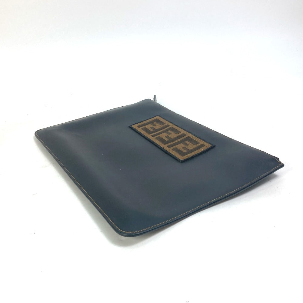 Fendi Clutch Bag 7N0078 Leather Black Pouch Zucca Logo Mens