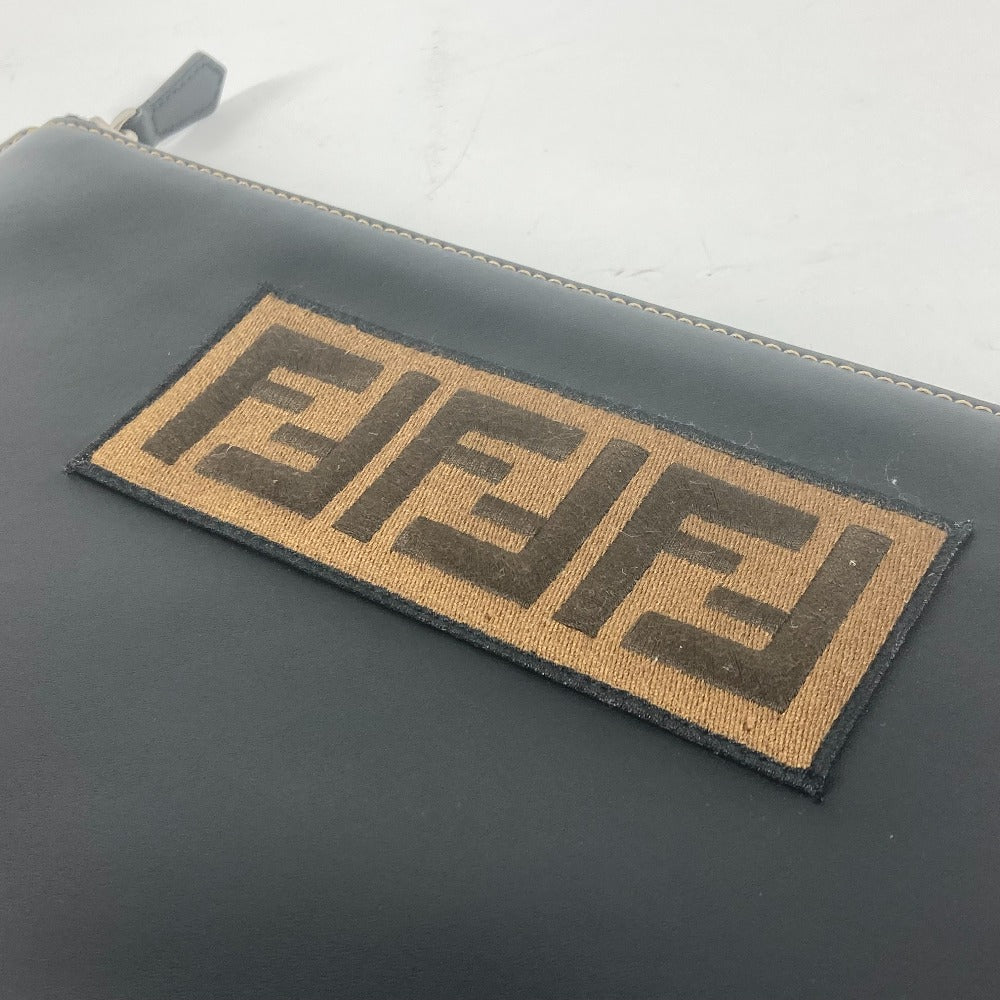 Fendi Clutch Bag 7N0078 Leather Black Pouch Zucca Logo Mens