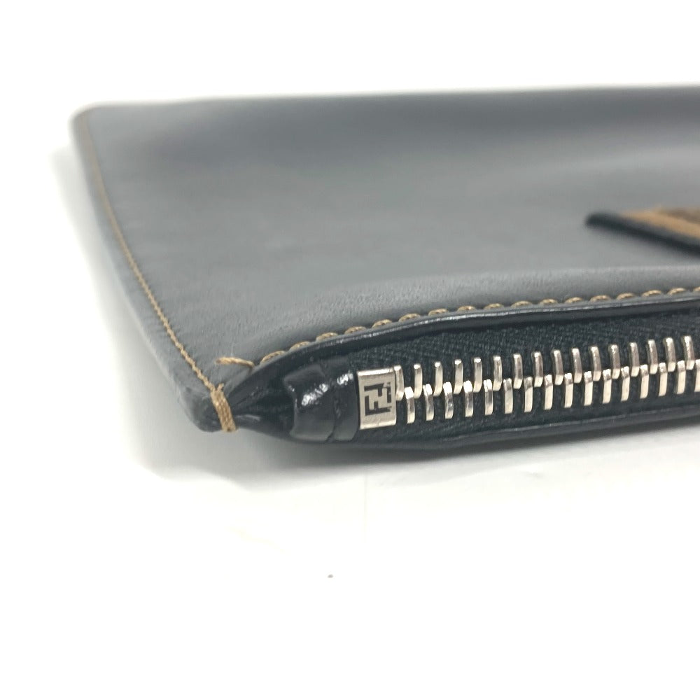 Fendi Clutch Bag 7N0078 Leather Black Pouch Zucca Logo Mens