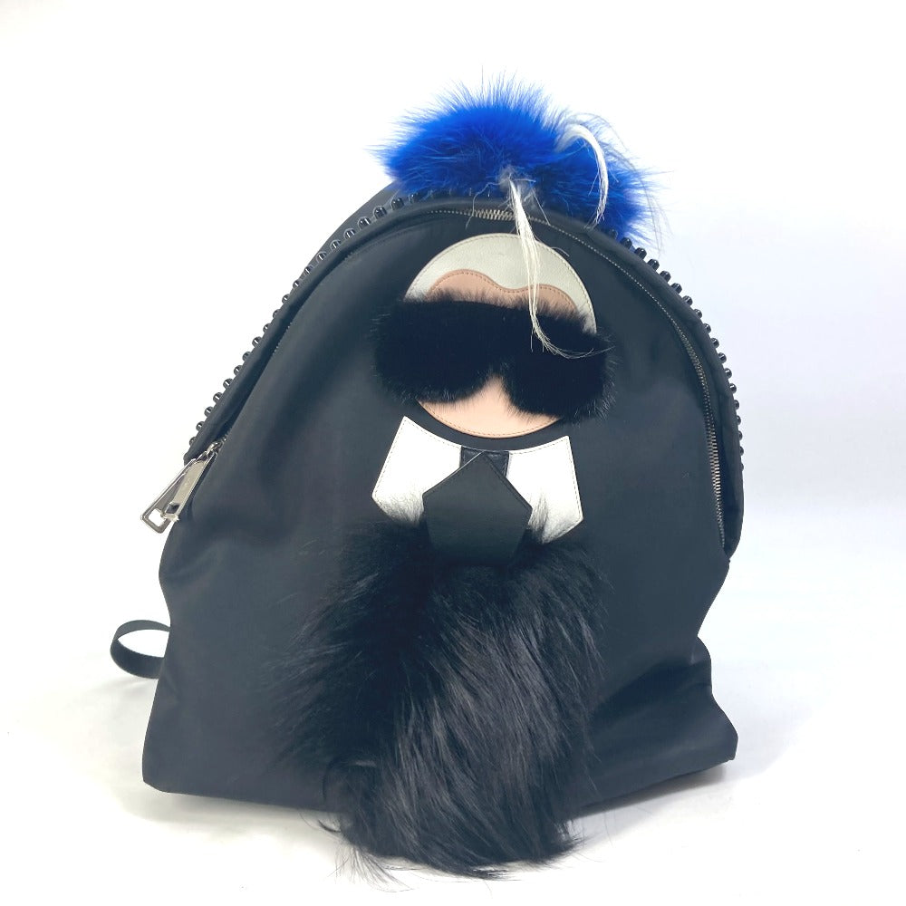 Fendi Backpack 7Vz016 Nylon Black Backpack Bag Karl Lagerfeld Women Secondhand