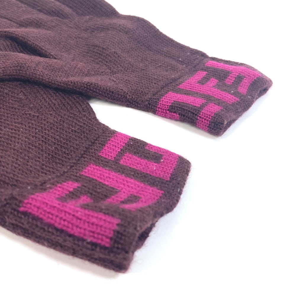 Fendi Gloves Wool Purple Logo Zucca Women