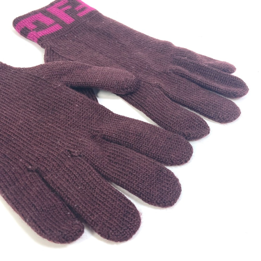 Fendi Gloves Wool Purple Logo Zucca Women