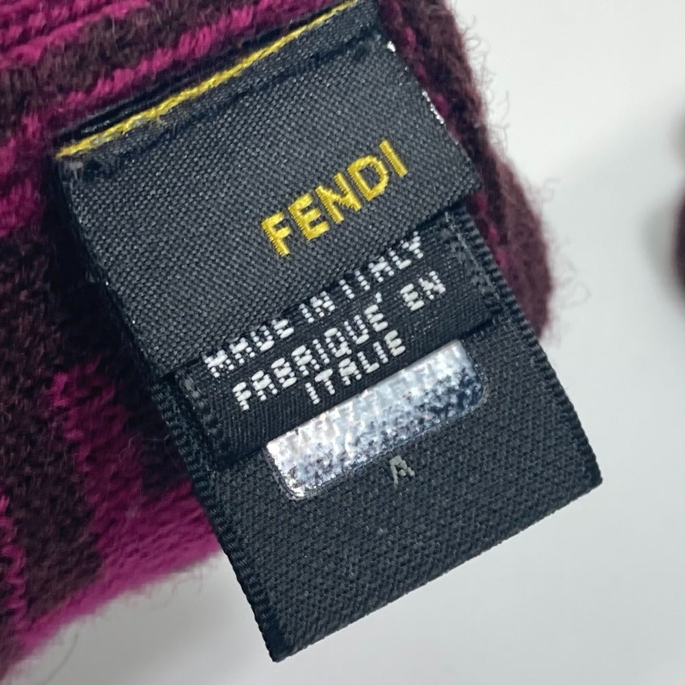 Fendi Gloves Wool Purple Logo Zucca Women