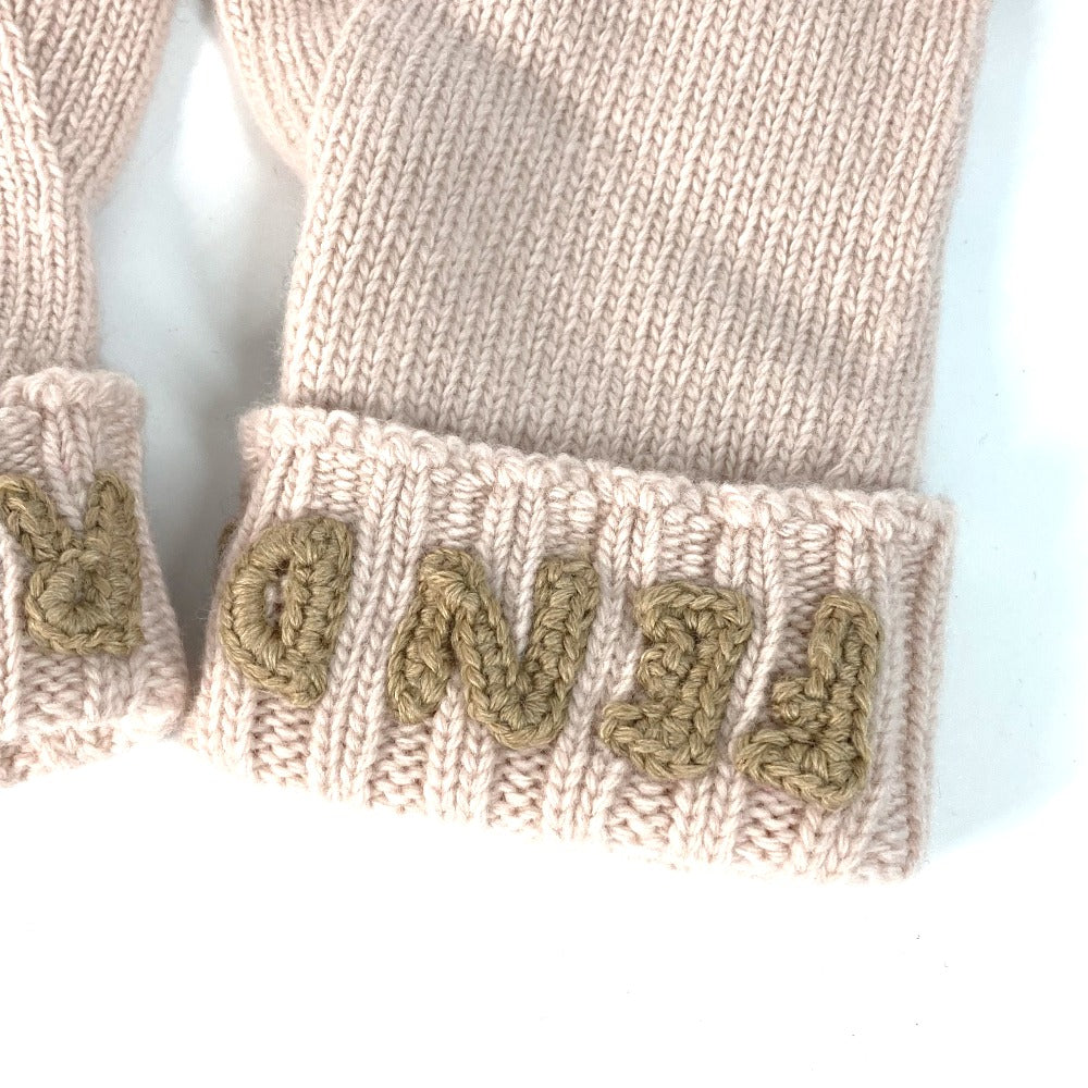 Fendi Gloves Fxy574 Wool Light Pink Logo Women