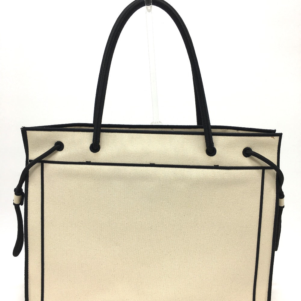 Fendi Tote Bag 8Bh379 Canvas Beige X Black Logo Rome Shopper Women
