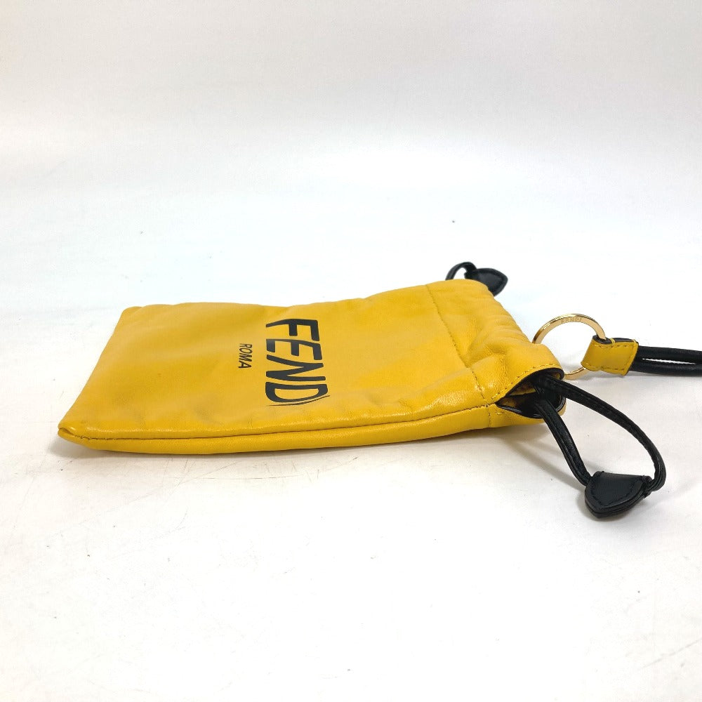 Fendi Pouch 7Ar898 Leather Yellow Phone Holder Phone Pouch Logo Unisex(Unisex)