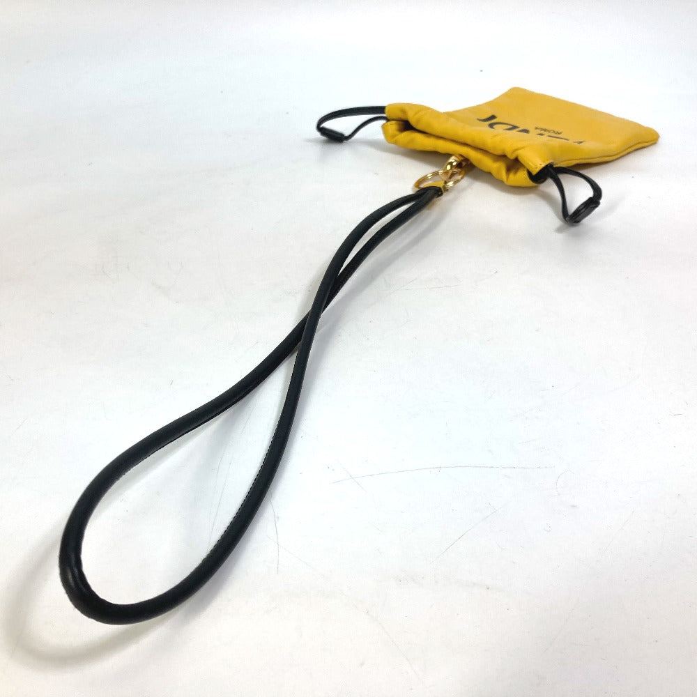 Fendi Pouch 7Ar898 Leather Yellow Phone Holder Phone Pouch Logo Unisex(Unisex)