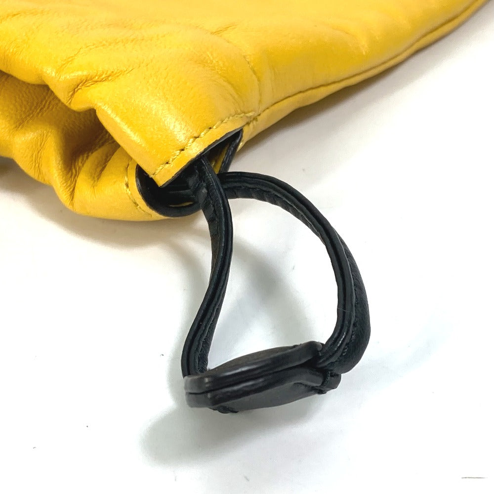 Fendi Pouch 7Ar898 Leather Yellow Phone Holder Phone Pouch Logo Unisex(Unisex)