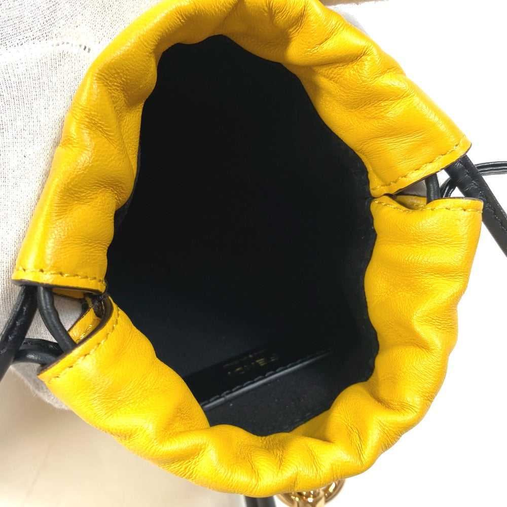 Fendi Pouch 7Ar898 Leather Yellow Phone Holder Phone Pouch Logo Unisex(Unisex)