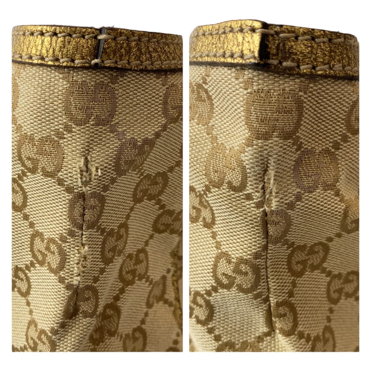 Gucci Tote Bag 177052 Gg Canvas Gold Pretty