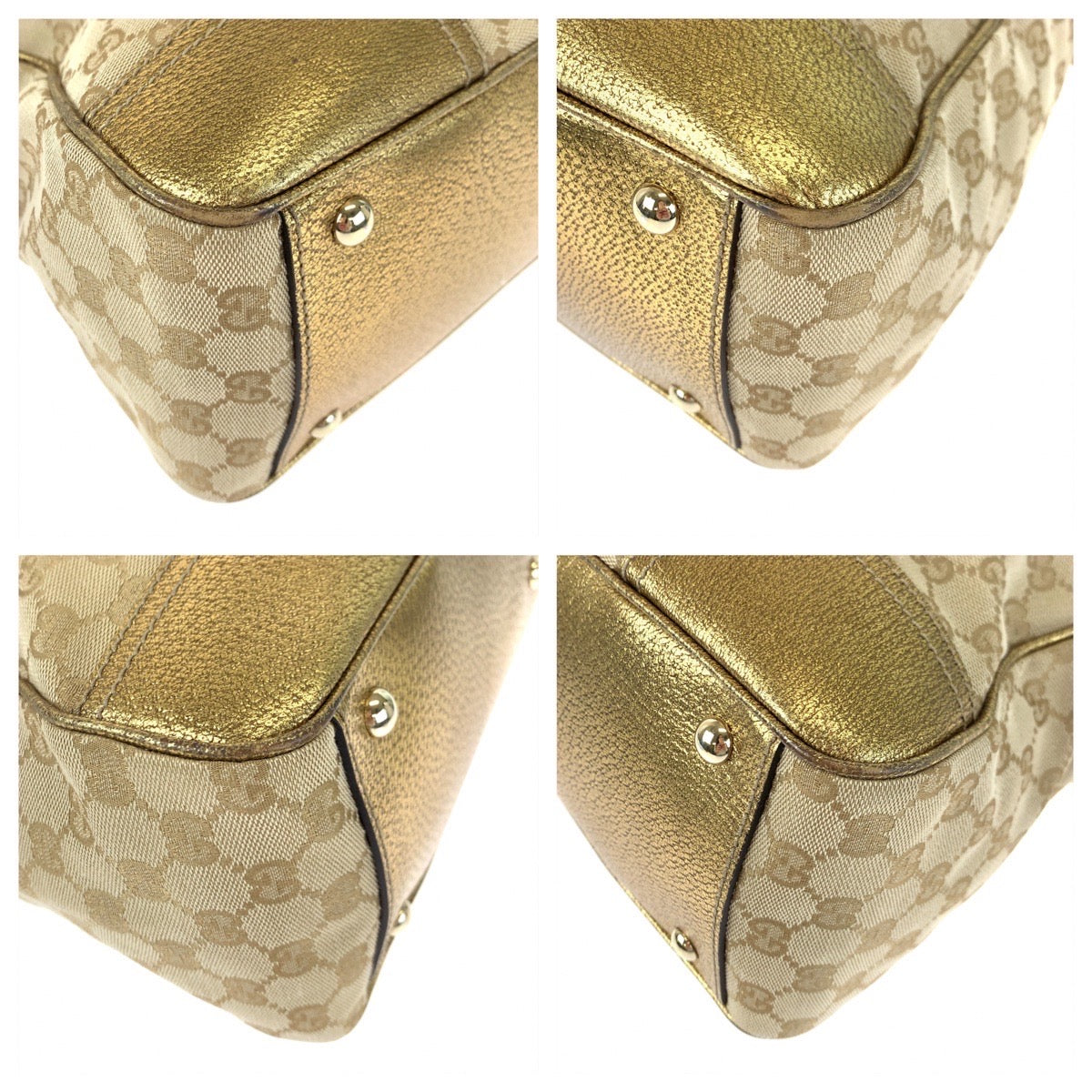 Gucci Tote Bag 177052 Gg Canvas Gold Pretty