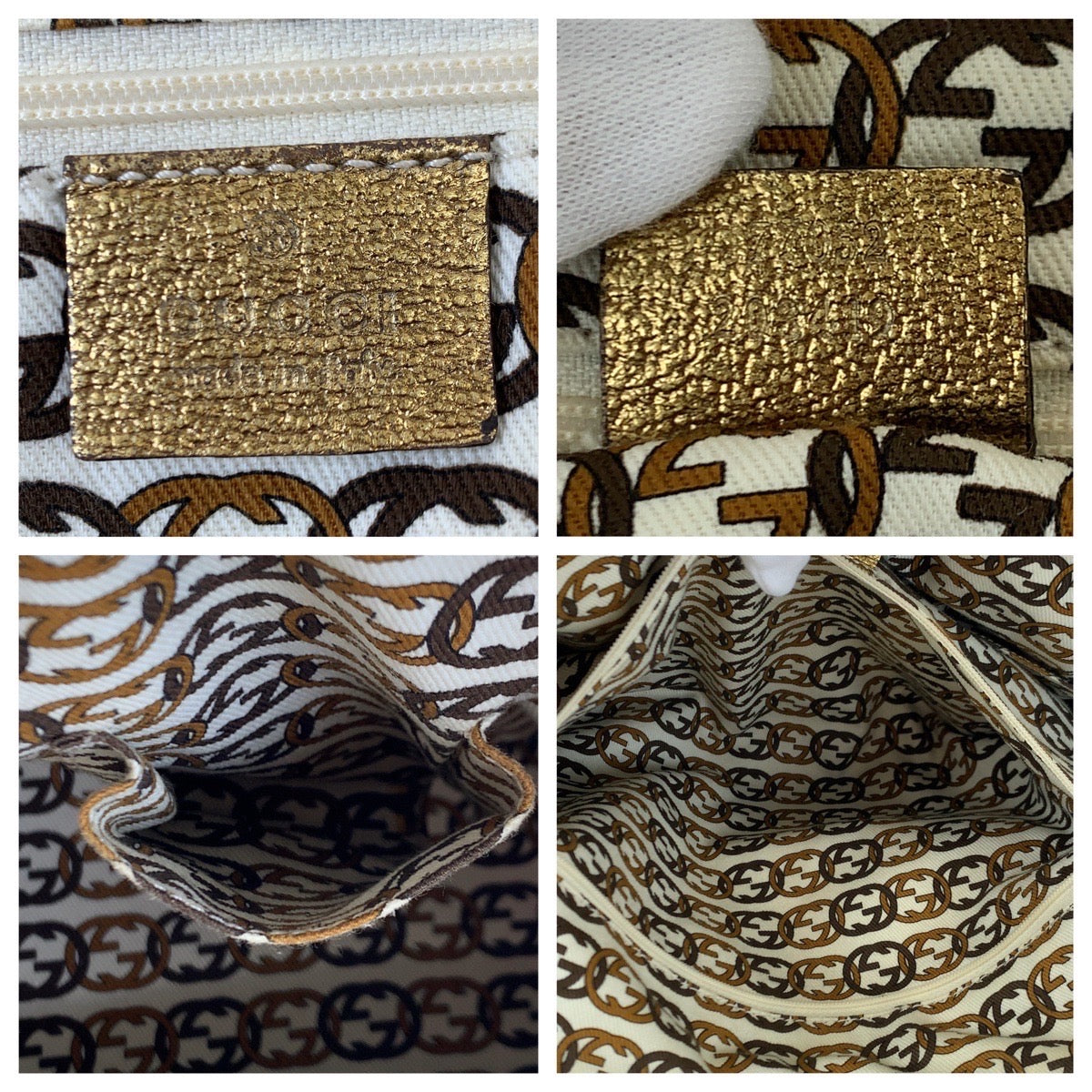 Gucci Tote Bag 177052 Gg Canvas Gold Pretty