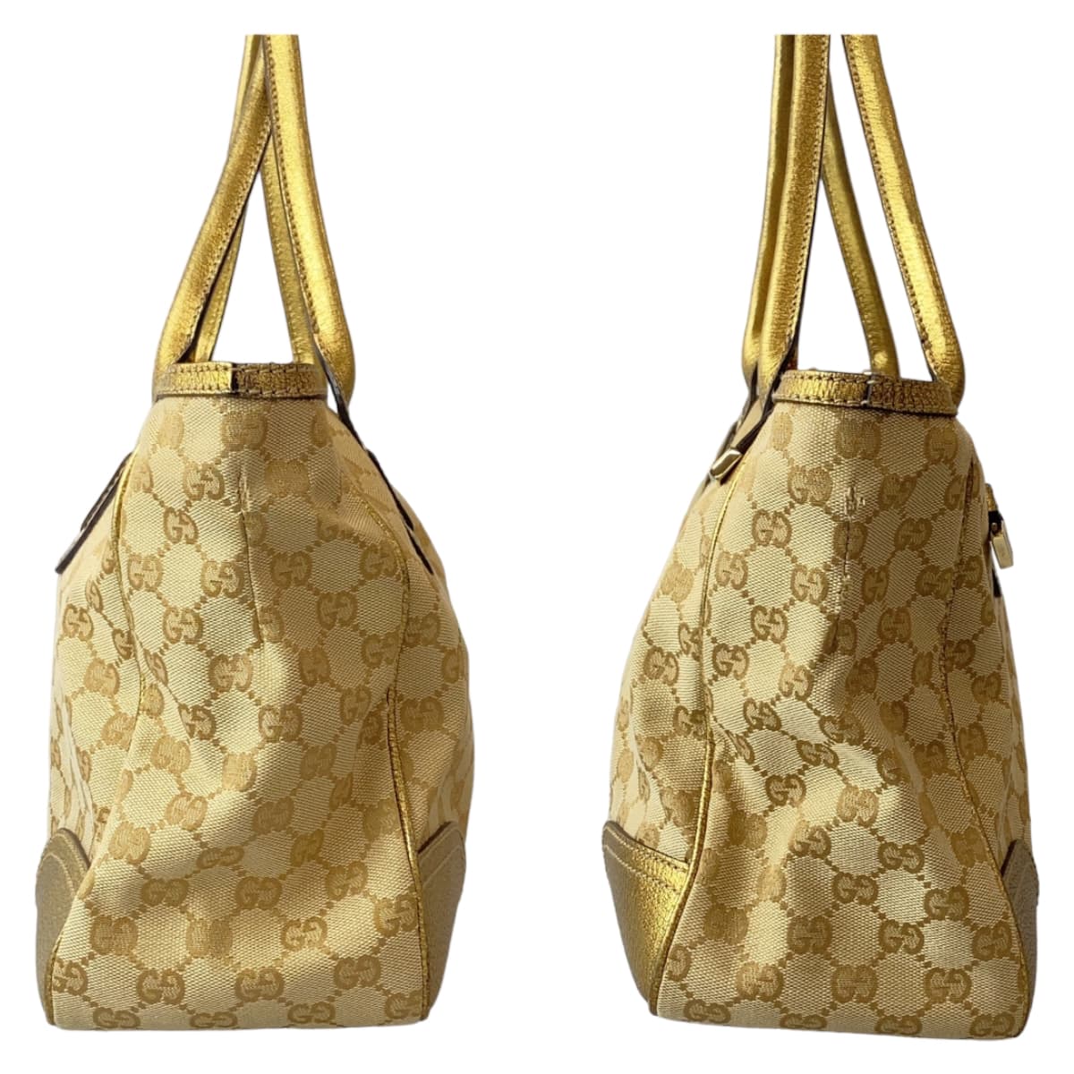 Gucci Tote Bag 177052 Gg Canvas Gold Pretty