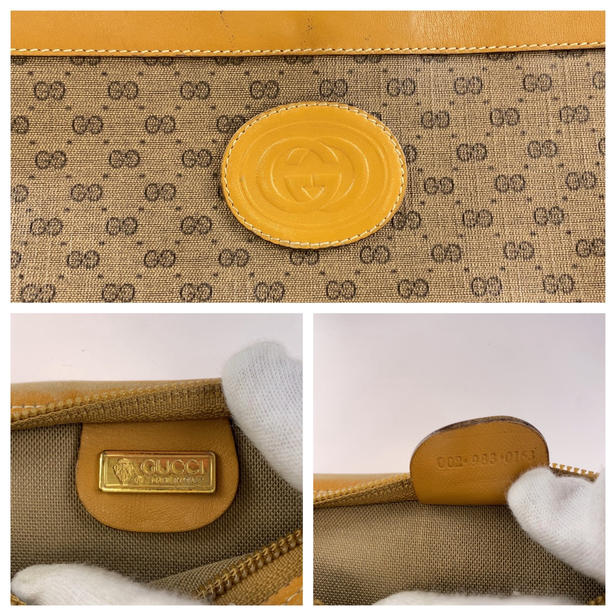 Gucci Tote Bag 002 983 0163 Gg Supreme Canvas, Leather Brown Beige Gold Metal Tote Bag Shoulder Bag