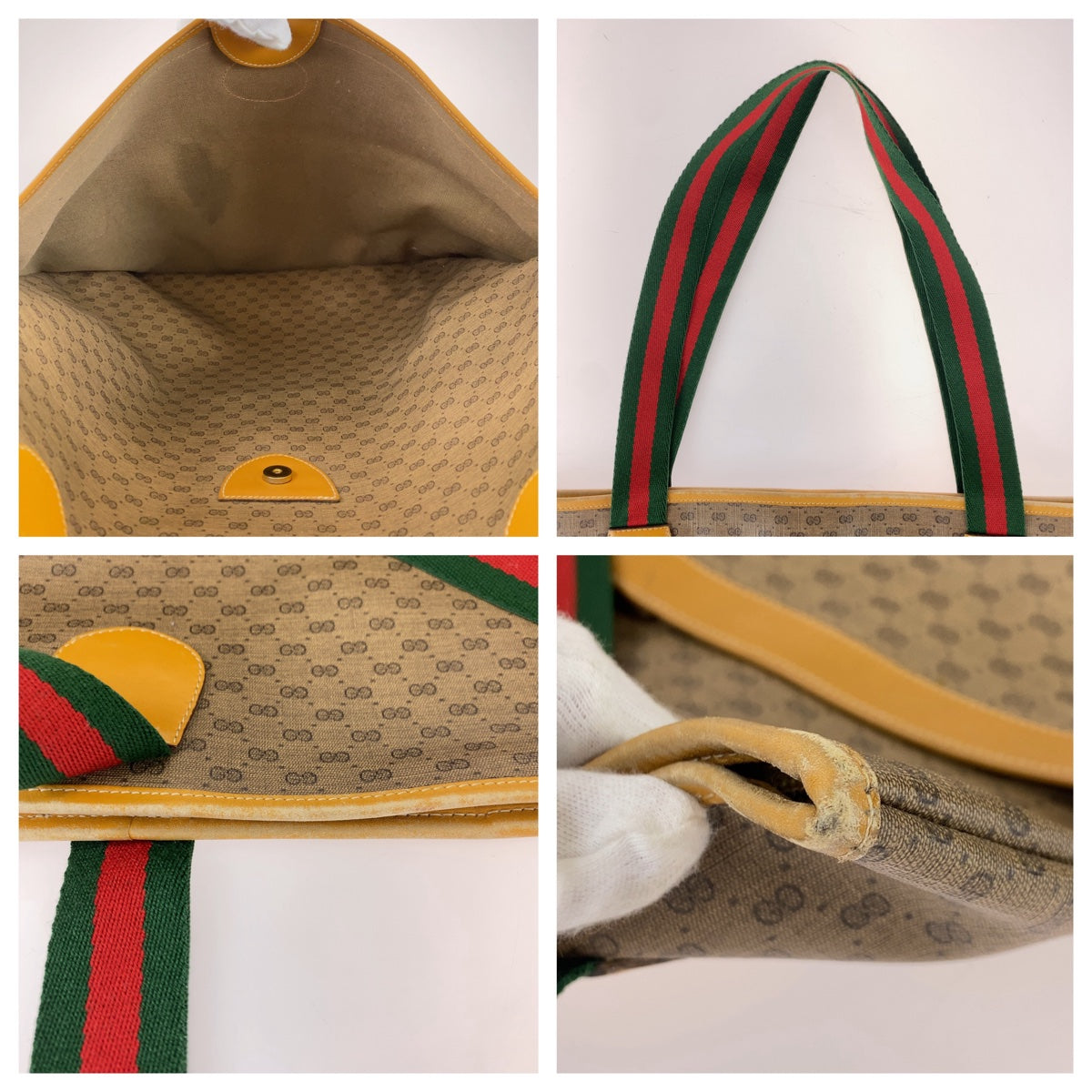 Gucci Tote Bag 002 983 0163 Gg Supreme Canvas, Leather Brown Beige Gold Metal Tote Bag Shoulder Bag