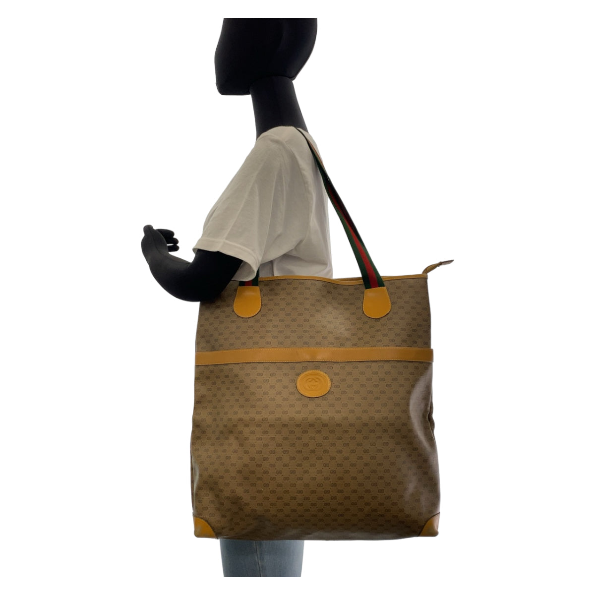 Gucci Tote Bag 002 983 0163 Gg Supreme Canvas, Leather Brown Beige Gold Metal Tote Bag Shoulder Bag