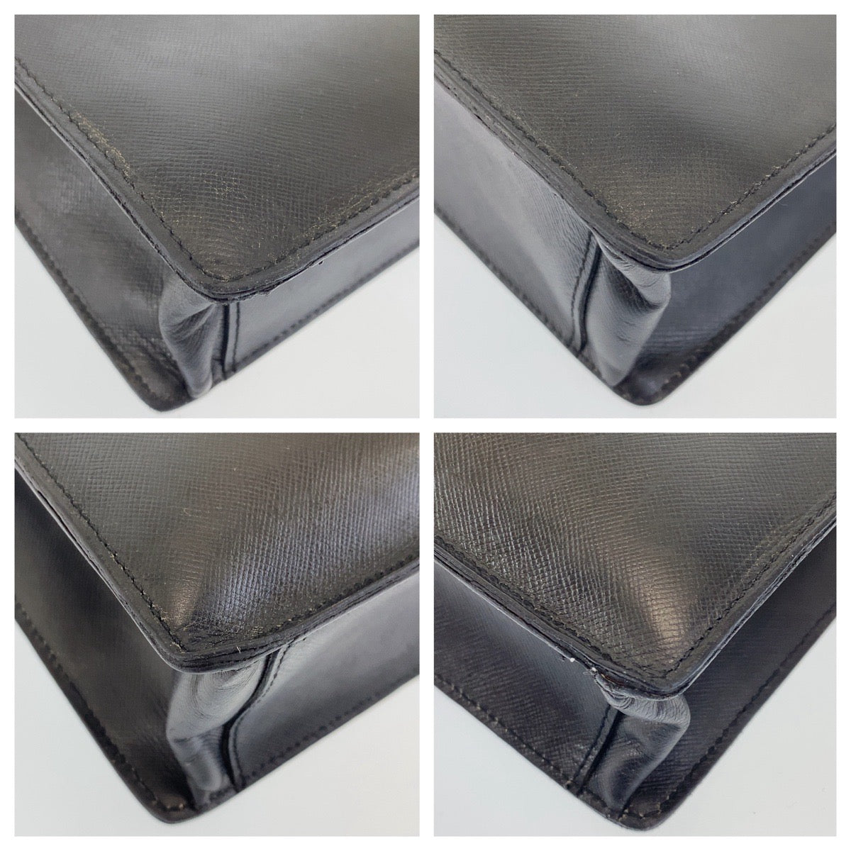 Prada Business Bag Leather Black Silvermetal Business Bag, Briefcase, A4 Storage Safiano Mens