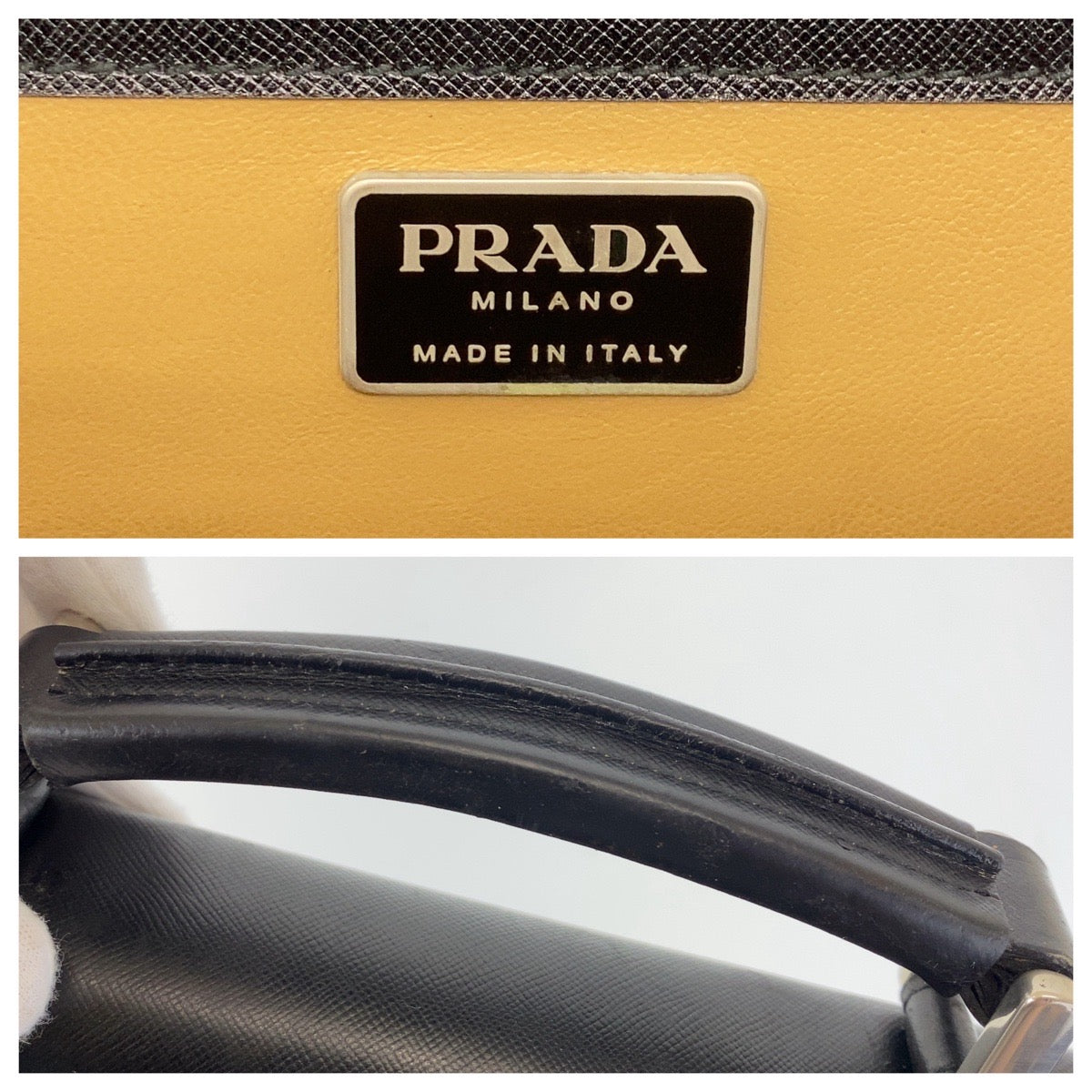 Prada Business Bag Leather Black Silvermetal Business Bag, Briefcase, A4 Storage Safiano Mens