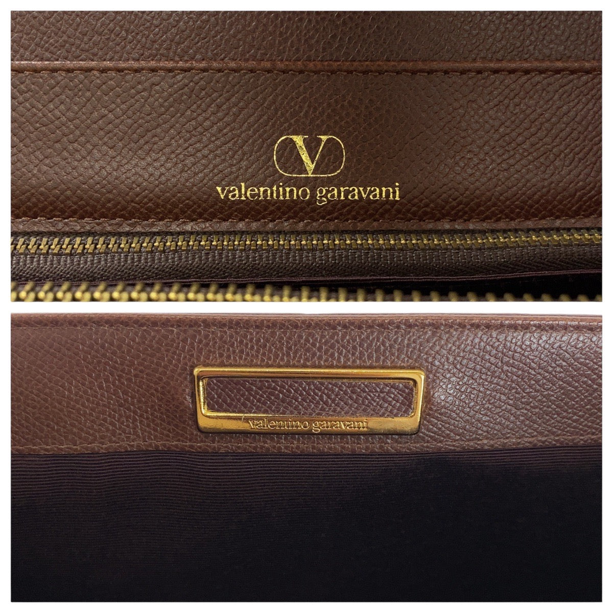 Valentino Garavani Handbag Leather Brown Gold Metal Kelly Style Tassel Women