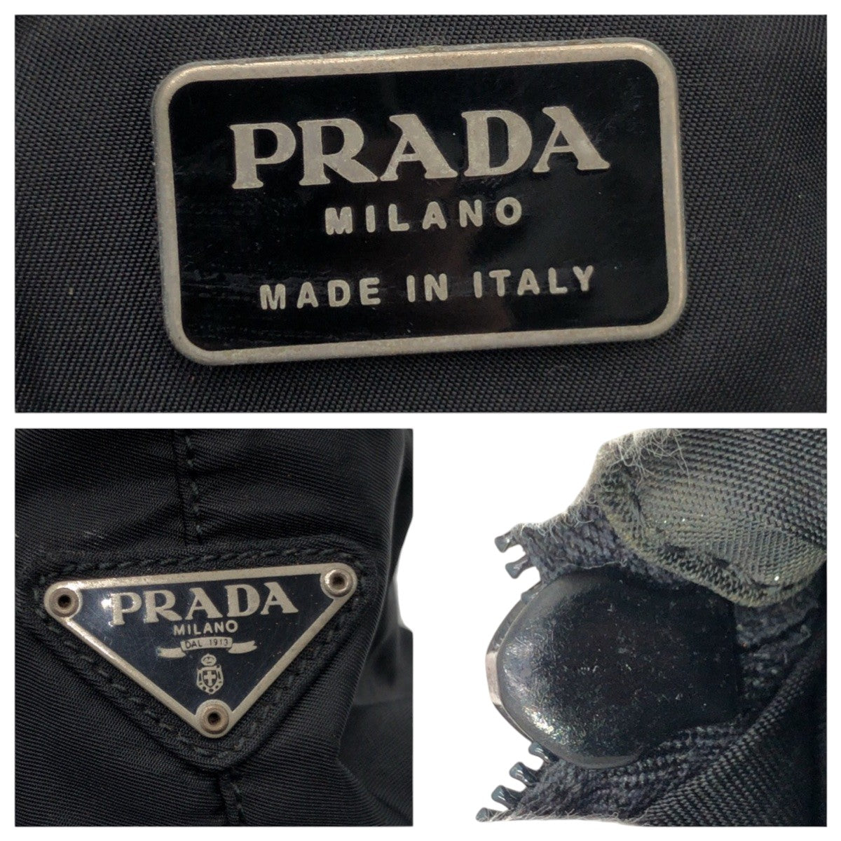 Prada Handbag Nylon Black Black Handbag Tote Bag Test Triangular Logo Women