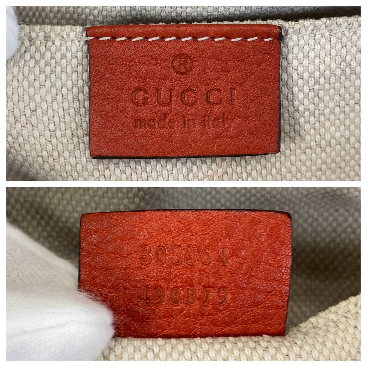 Gucci Shoulder Bag 308364 Leather Red Gold Metal Crossbody Shoulder Bag Pochette Soho Interlocking