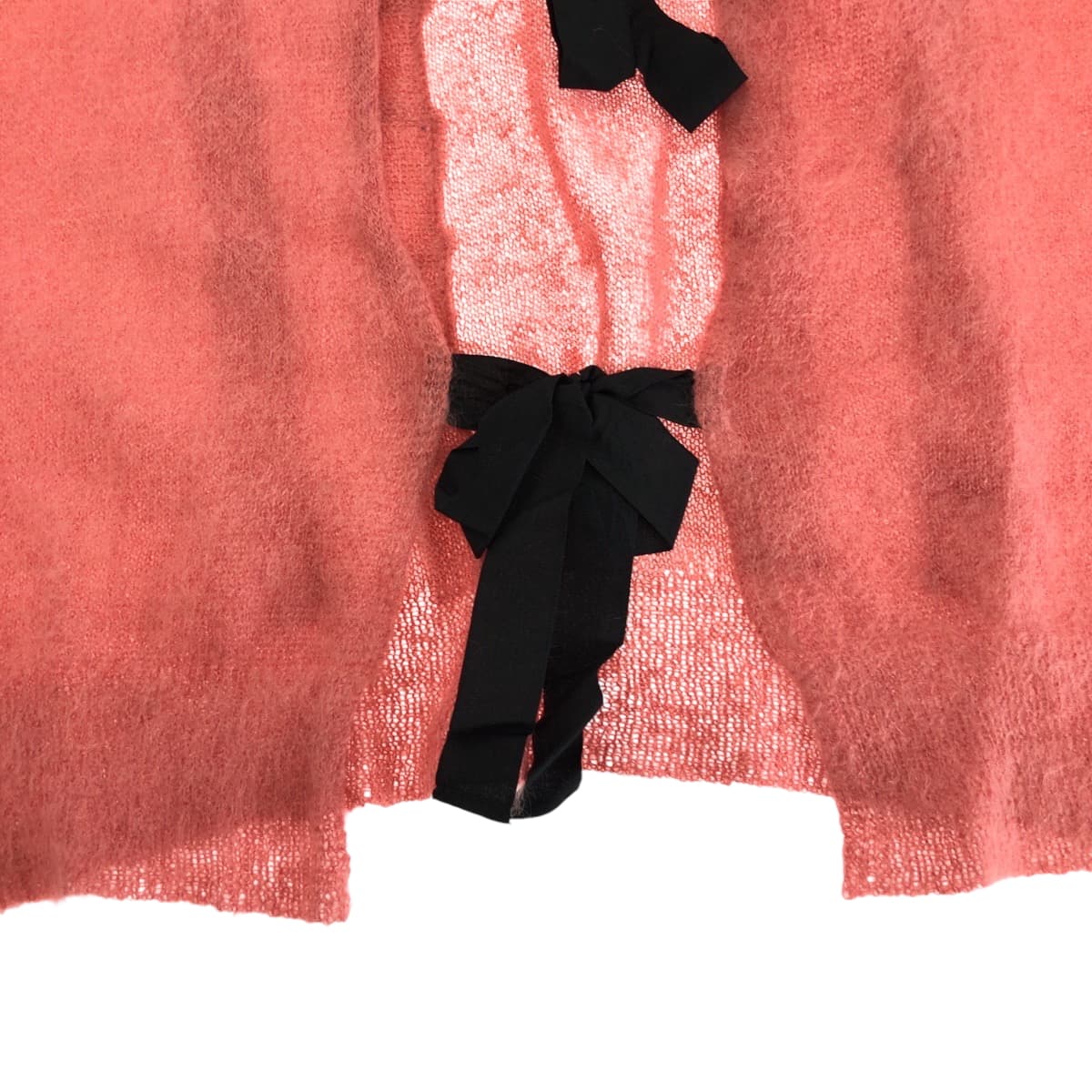 Miumiu Cardigan Wool Pink Black Cardigan Knit Ribbon Women 36