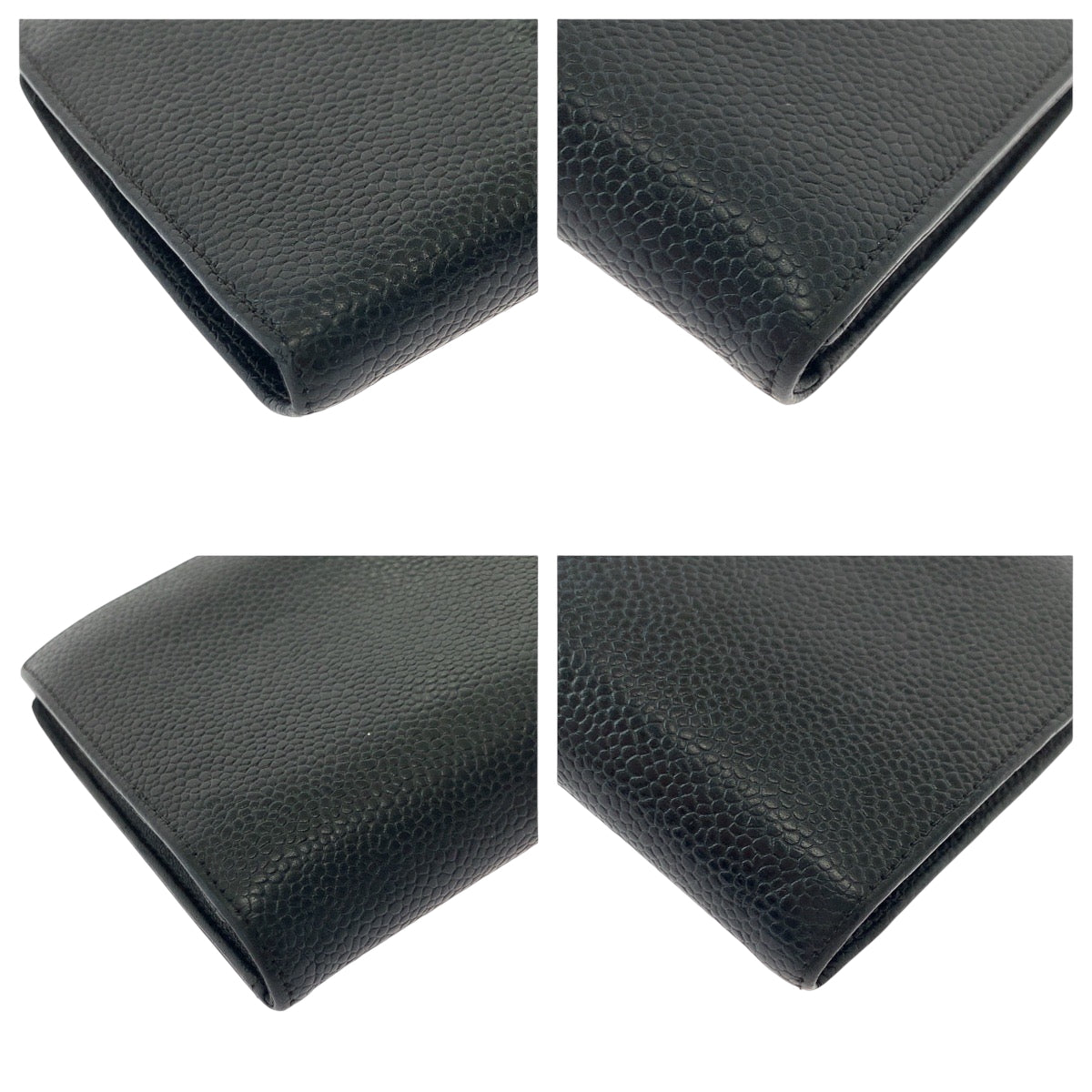 Chanel Long Wallet Purse Caviar Skin Black Goldmetal Long Wallet Purse Coco Mark Women