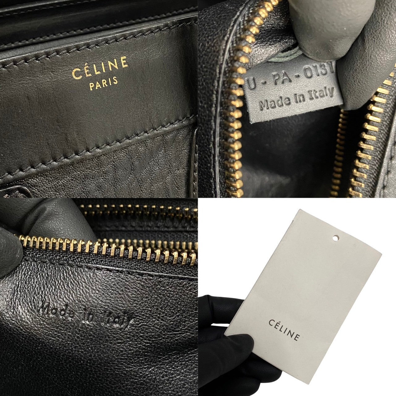Celine Handbag Leather Black Luggage Micro Shopper Women