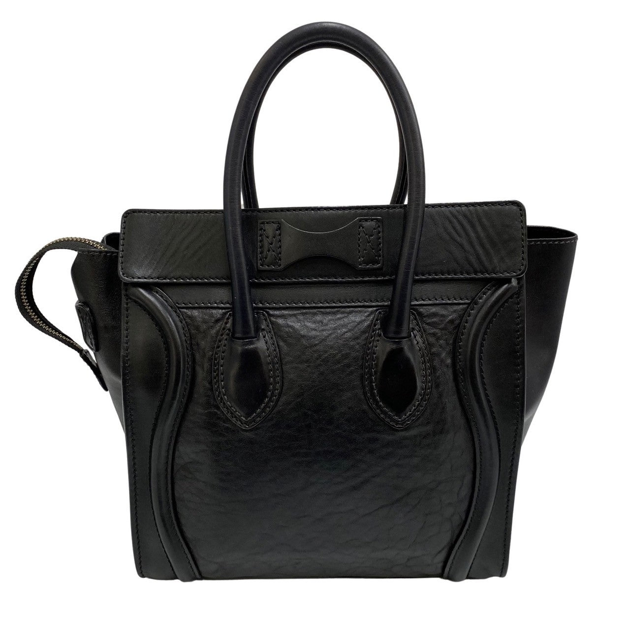 Celine Handbag Leather Black Luggage Micro Shopper Women